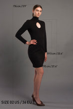 Load image into Gallery viewer, Black turtle neck oval cutout dress