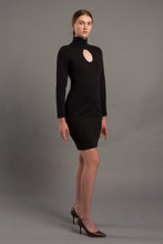 Load image into Gallery viewer, Black turtle neck oval cutout dress