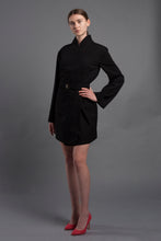 Load image into Gallery viewer, Black kimono dress with removable pocket-belt