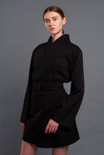 Load image into Gallery viewer, Black kimono dress with removable pocket-belt