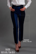 Load image into Gallery viewer, Navy blue pencil pants with jacquard insert