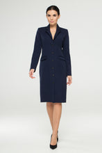 Load image into Gallery viewer, Navy blue button front dress