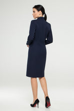Load image into Gallery viewer, Navy blue button front dress