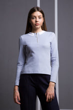 Load image into Gallery viewer, Light blue zip up tee