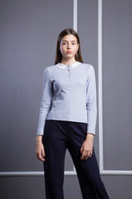 Load image into Gallery viewer, Light blue zip up tee