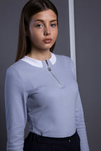 Load image into Gallery viewer, Light blue zip up tee