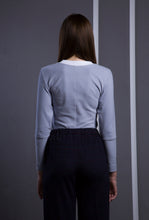 Load image into Gallery viewer, Light blue zip up tee