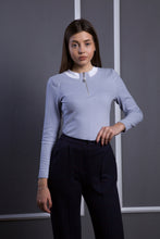 Load image into Gallery viewer, Light blue zip up tee