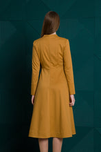 Load image into Gallery viewer, Mustard midi dress with sleeves