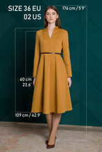 Load image into Gallery viewer, Mustard midi dress with sleeves