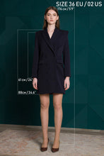 Load image into Gallery viewer, Navy asymmetrical blazer dress