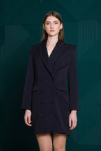 Load image into Gallery viewer, Navy asymmetrical blazer dress