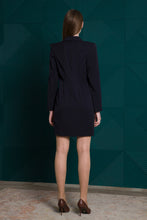 Load image into Gallery viewer, Navy asymmetrical blazer dress