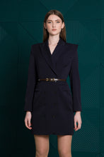 Load image into Gallery viewer, Navy asymmetrical blazer dress