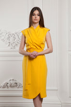 Load image into Gallery viewer, Yellow wrap midi dress