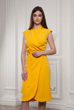 Load image into Gallery viewer, Yellow wrap midi dress