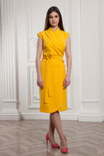 Load image into Gallery viewer, Yellow wrap midi dress