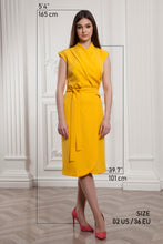Load image into Gallery viewer, Yellow wrap midi dress