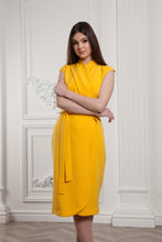 Load image into Gallery viewer, Yellow wrap midi dress