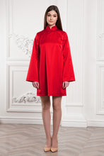 Load image into Gallery viewer, Red satin modern qipao dress