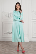 Load image into Gallery viewer, Mint necktie flowy midi dress