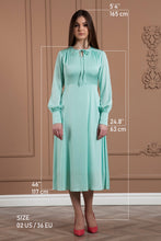 Load image into Gallery viewer, Mint necktie flowy midi dress