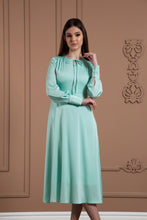 Load image into Gallery viewer, Mint necktie flowy midi dress