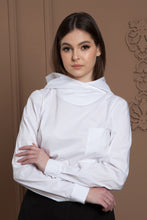 Load image into Gallery viewer, Hooded white cotton blouse