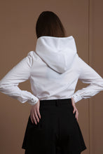 Load image into Gallery viewer, Hooded white cotton blouse
