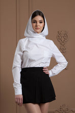 Load image into Gallery viewer, Hooded white cotton blouse