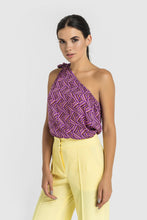 Load image into Gallery viewer, Asymmetrical one shoulder purple top