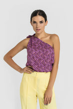 Load image into Gallery viewer, Asymmetrical one shoulder purple top