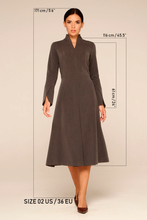 Load image into Gallery viewer, Gray high neck fit and flare midi dress