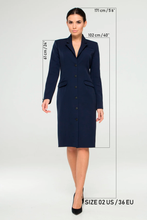 Load image into Gallery viewer, Navy blue button front dress