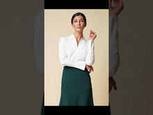 Load and play video in Gallery viewer, High neck long sleeve white blouse
