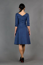 Load image into Gallery viewer, Blue asymmetrical fit and flare dress