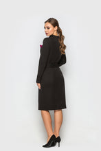 Load image into Gallery viewer, Black high neck blazer midi dress