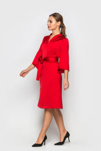 Load image into Gallery viewer, Red satin high neck kimono dress