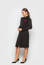 Load image into Gallery viewer, Black high neck blazer midi dress