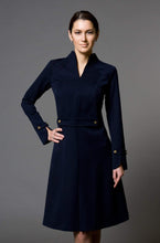 Load image into Gallery viewer, Long sleeve high neck structured midi dress