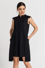 Load image into Gallery viewer, Black high neck linen dress