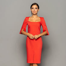 Load image into Gallery viewer, Red square neck sheath dress