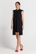 Load image into Gallery viewer, Black high neck linen dress