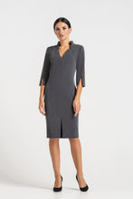 Load image into Gallery viewer, Gray high neck midi pencil dress