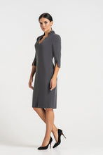 Load image into Gallery viewer, Gray high neck midi pencil dress