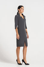 Load image into Gallery viewer, Gray high neck midi pencil dress