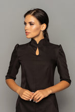 Load image into Gallery viewer, Black high neck modern cheongsam dress