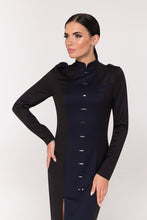 Load image into Gallery viewer, Black high neck military dress