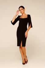 Load image into Gallery viewer, Black square neck sheath dress