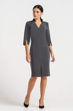 Load image into Gallery viewer, Gray high neck midi pencil dress